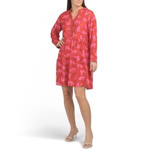 SHERIDAN FRENCH Cheetah Long Sleeve Cheetah Print Mini Dress